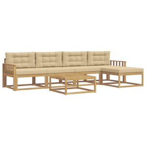vidaXL Ensemble de canapés d'extérieur 6 pc Blanc et Beige Polyester
