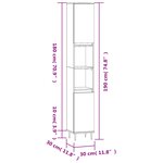 vidaXL Armoire de bain sonoma gris 30x30x190 cm bois d'ingénierie