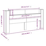 vidaXL Armoire tête de lit avec LED chêne fumé 220x16 5x103 5 cm