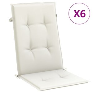 vidaXL Coussins de chaise à dossier haut lot de 6 crème mélangé tissu