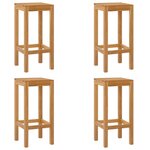 vidaXL Tabouret de bar 4 Pièces Naturel Bois de teck massif