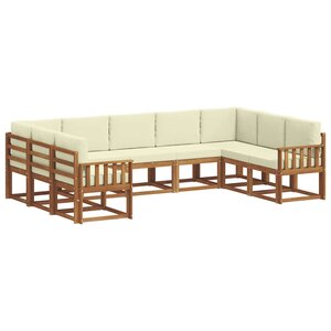 vidaXL Ensemble de canapés d'extérieur 9 pc Naturel et Crème
