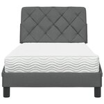vidaXL Lit avec matelas gris foncé 90x190 cm tissu