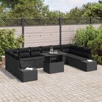 vidaXL Ensemble de canapé de jardin 11 Pièces Noir Poly rotin