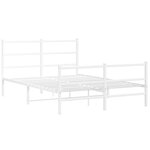vidaXL Cadre de lit métal sans matelas et pied de lit blanc 140x190 cm