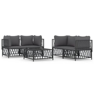 vidaXL Salon de jardin avec coussins 5 Pièces anthracite acier