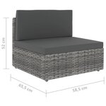 vidaXL Salon de jardin 6 Pièces avec coussins Gris Résine tressée