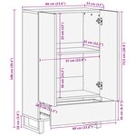vidaXL Highboard 60x33.5x100 cm en bois massif de mangue