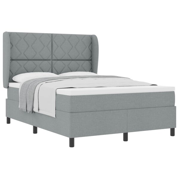 vidaXL Lit à ressorts avec matelas Gris clair 160 x 200 cm tissu
