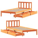 vidaXL Cadre de lit sans matelas cire marron 90x190 cm bois pin massif