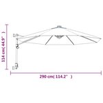 vidaXL Parasol mural jaune 290 cm