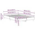 vidaXL Cadre de lit sans matelas sonoma gris 135x190 cm