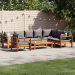 vidaXL Salon de jardin avec coussins 6 Pièces bois d'acacia solide