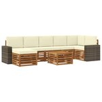 vidaXL Ensemble de canapés d'extérieur 8 pc Naturel et Crème