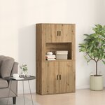 vidaXL Highboard en chêne artisan de 80x33x150 cm en bois d'ingénierie