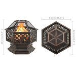 vidaXL Foyer rustique avec tisonnier 62x54x56 cm XXL Acier