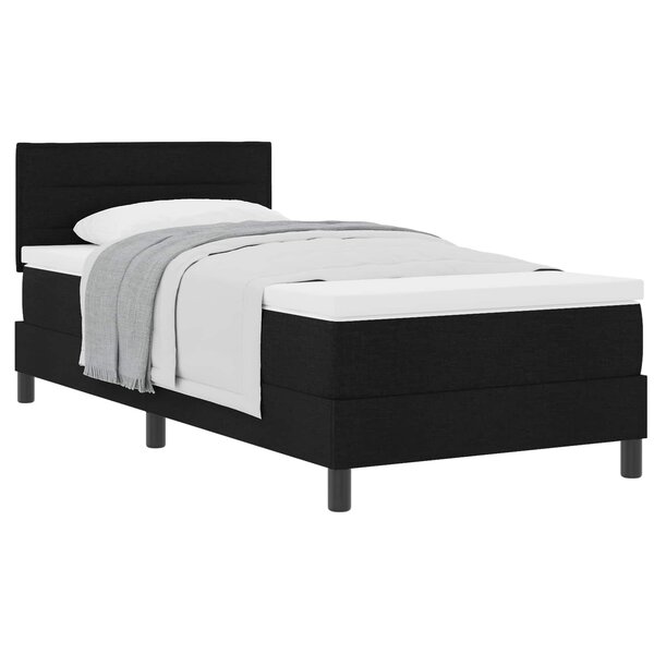 vidaXL Lit à ressorts avec tête de lit Noir 90 x 190 cm tissu