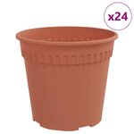 vidaXL Pot à fleurs rond 24 Pièces Rouge brique Ø 19 x 16 cm Plastique