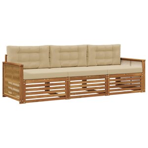 vidaXL Ensemble de canapés d'extérieur 3 pc Naturel et Beige
