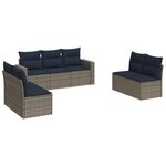 vidaXL Salon de jardin 7 Pièces avec coussins gris résine tressée