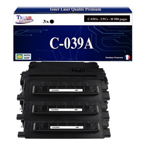 T3AZUR - 3x Toners compatibles avec Canon 039 (0287C001) pour Canon LBP351x  LBP352x Noir - 10 500p