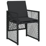 Ensemble de salle à manger de jardin de 5 pièces avec coussins noir en poly rattan