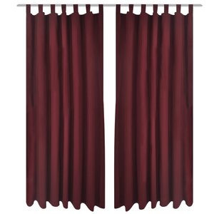 2 Pièces Rideau à Passant Micro Satin Bordeaux 140 x 175 cm