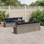 vidaXL Ensemble de canapé de jardin avec coussin 7 Pièces Gris polyrotin