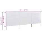 vidaXL Paravent 3 panneaux Tissu 400 x 80 cm Blanc sable