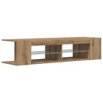 vidaXL Meuble TV avec lumières LED chêne artisanal bois d'ingénierie