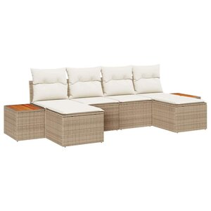 vidaXL Ensemble de canapé de jardin 6 Pièces Beige Poly rotin