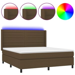 vidaXL Sommier à lattes de lit matelas et LED Marron foncé 160x200 cm