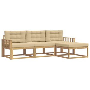 vidaXL Ensemble de canapés d'extérieur 4 pc Blanc et Beige Polyester