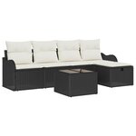 vidaXL Ensemble de canapé de jardin avec coussin 6 Pièces Noir et crème