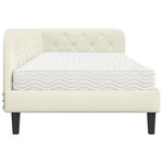 vidaXL Cadre de lit d'angle avec matelas Crème 90 x 200 cm Velours