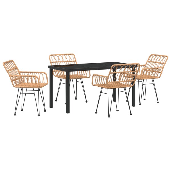 vidaXL Ensemble de Dîner de Jardin 5 Pièces en Poly Rattan Marron