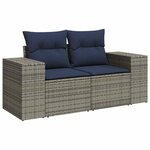 vidaXL Salon de jardin 6 Pièces avec coussins gris résine tressée