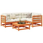 vidaXL Salon de jardin 5 Pièces avec coussins cire marron bois pin massif