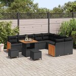 vidaXL Ensemble de canapé de jardin 12 Pièces Noir 80 x 80 x 71 cm