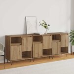vidaXL Buffets 3 Pièces chêne artisanal 180 x 35 x 70 cm
