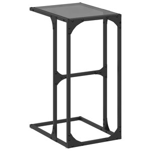 vidaXL Table d'appoint avec verre noir 40x30x61 5 cm acier