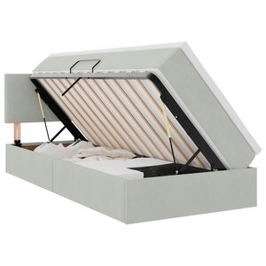 vidaXL Lit de Rangement Gris clair 100 x 200 cm Velours