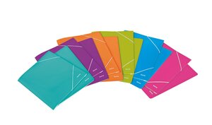 Lot de 6 chemises 3 rabats à élastique WOW en carton pelliculé. Coloris assortis LEITZ