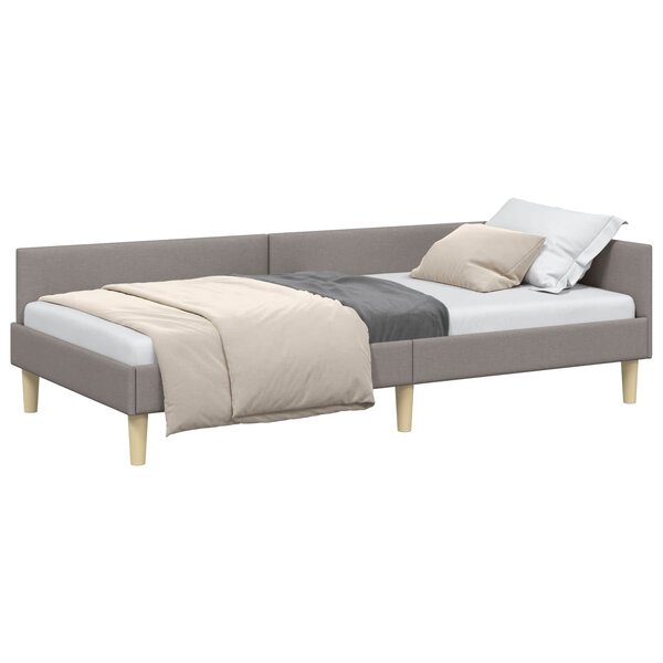 vidaXL Cadre de lit d'angle avec tête de lit Taupe 100 x 200 cm tissu