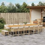 vidaXL Ensemble à manger de jardin et coussins 17 Pièces beige