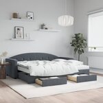 vidaXL Lit de jour avec gigogne et tiroirs gris foncé 90x190cm velours