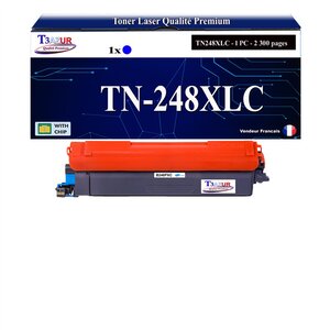 T3AZUR -Toner compatible avec Brother TN248 XL pour Brother DCP-L3515CDW DCP-L3520CDW DCP-L3520CDWE DCP-L3555CDW DCP-L3560CDW - Cyan