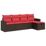 vidaXL Salon de jardin avec coussins 5 Pièces marron résine tressée