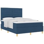 vidaXL Lit à ressort avec matelas bleu 160x200 cm en tissu