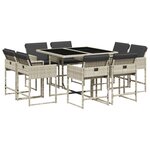 vidaXL Ensemble à manger de jardin et coussins 9 Pièces gris clair rotin